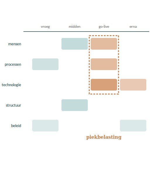Tijdlijn-heatmap met piekbelasting